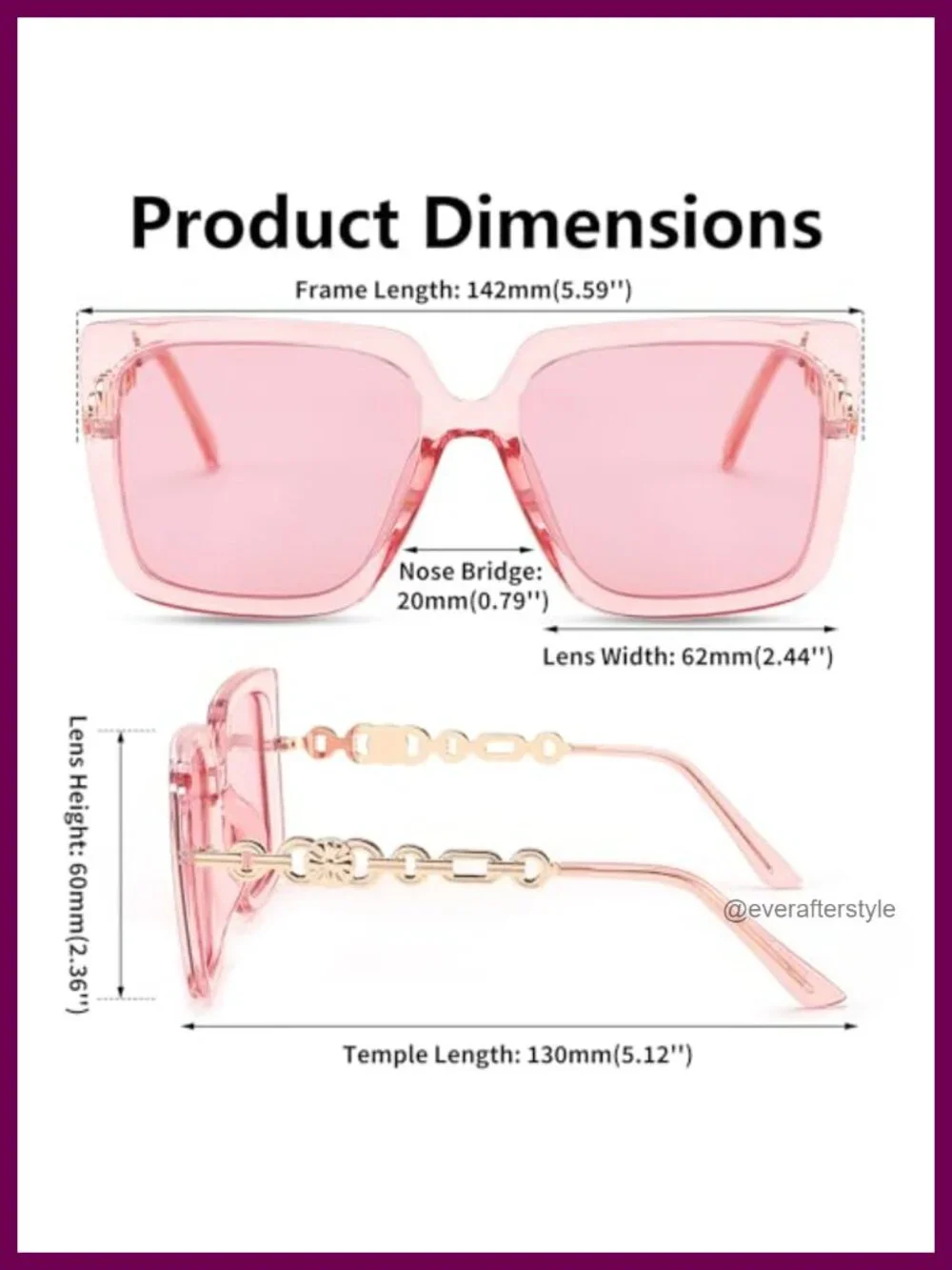 Women's Oversized Square Sunglasses UV400 Polarized Pearl Inlay Cat Eye Frame
